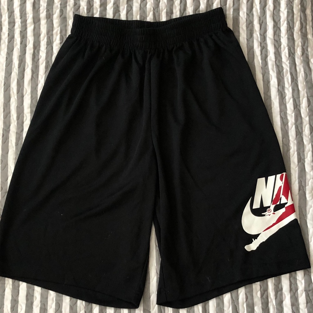 Nike Black Athletic Shorts with Red Logo